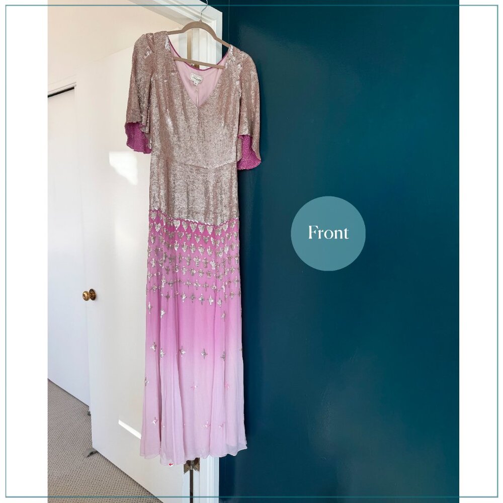 $4690 New Temperley London Flutter Sleeve Mirela Midi Runway Dress. - Picture 4 of 11